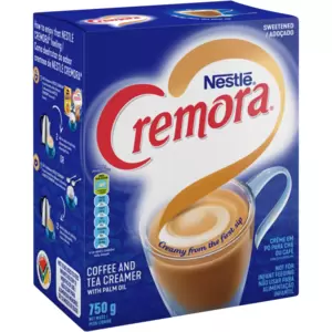 Adding creaminess to everyday moments, the Nestlé Cremora Coffee and Tea Creamer delivers a rich, creamy taste to your coffee, tea, and recipes. Made with palm oil, it offers a smooth texture and indulgent flavour. Versatile for beverages and cooking, Cremora enhances drinks, desserts, and savoury dishes.