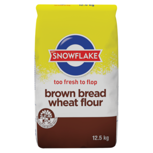 Snowflake Brown Bread Wheat Flour has 12% added fine wheat bran for a valuable source of fibre.