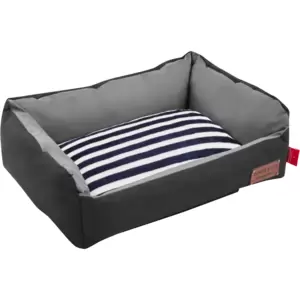 A stylish addition to your home, this?dog bed features a clean, modern design that will complement any decor. It is constructed of a 300-denier oxford fabric that's waterproof, stain-resistant, Mold-resistant, and mildew-resistant, and is part of the indoor/outdoor collection. For added comfort, the middle cushion is composed of striped canvas material.