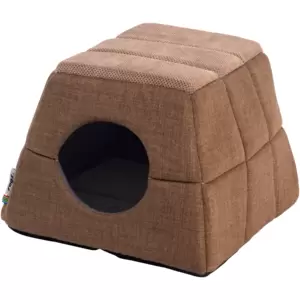 Perfect for rest and play, this small brown cave pop-up lounge pet bed is the ideal year-round solution for your feline friend. Its 2-in-1 design means you can pop it up to form a cosy hideaway for winter or collapse it to create an open bed exactly right for summer.