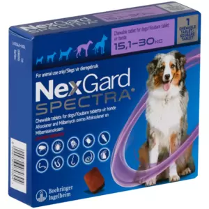 Recommended for dogs and pups from the age of 8 weeks and older, this beef-flavoured oral treatment prevents and controls fleas, ticks and mite infestations in dogs. It also provides effective relief from adult roundworm, hookworm, whipworm and heartworm infestations.