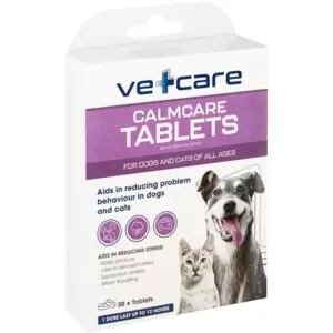 VetCare Calmcare Stress Relief Tablets for Dogs & Cats 30 Pack