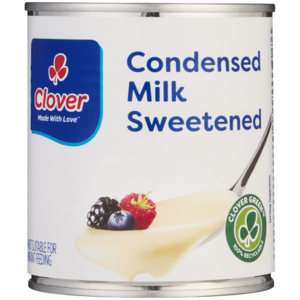 Clover Full Cream sweetened Condensed Milk is prepared from cow’s milk and pure refined sugar. It brings confectionery to life and is available in an easy-to-open tin.