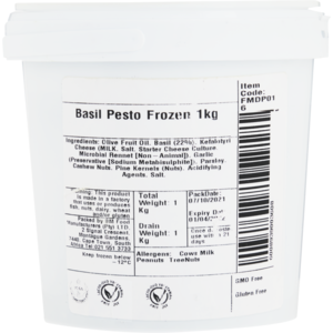 Delicious pesto made from unique and wholesome fresh ingredients. A cost effective tub of frozen basil pesto that can be used in so many different ways.