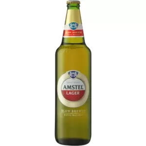 Amstel Lager is a premium beer known for its smooth, balanced flavour, achieved through slow brewing and extra maturation. Crafted with high-quality barley and hops, it offers a crisp, refreshing taste.