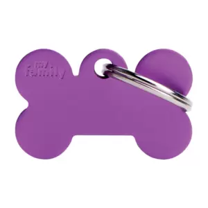 Simply cheerful and an absolute essential for your pet, this bone-shaped ID tag has a gorgeous purple colour and is suitable for any small dog.