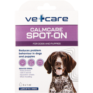 Mitigate issues such as barking, furniture destruction, urinary marking, excessive licking and scratching, and general anxiety with spot-on for dogs and puppies. Each application ensures up to one week of calming effect, making it a supportive aid for travel or kennel stays.