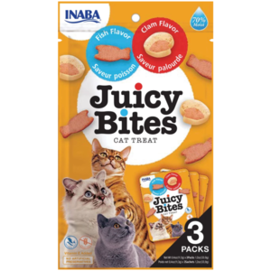 Let your cat enjoy the filling, healthy and wholesome taste of these high-quality fish and clam flavoured cat treats. They are enticingly moist and bite-sized, making them easy to chew and digest for all cat breeds. With a high concentration of essential vitamins and nutrients that promote healthy growth, beautiful hair, and an active lifestyle, they are sure to appeal to your pet.