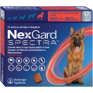Get rid of those tick and flea infestations on your extra large dog  with a great-tasting, beef-flavoured tablet that your dog will munch down. Ensuring your dog's comfort and upmost health and hygiene, this chewable tick and flea prevention tablet is gluten free and effective for up to 30 days.