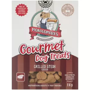 Treat your dog to a delicious gourmet snack made with love and flavoured with grilled steak. Every tasty bite is customised to your dog's preferences and infused with vitamins, minerals, and antioxidants that promote growth and development.