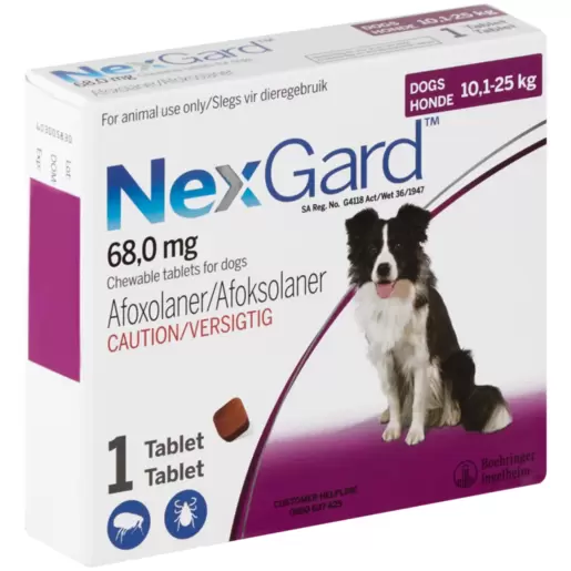 NexGard Chewable Tick And Flea Tablet For Dogs 10.1 to 25kg