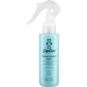 SugaCoat Bubblegum Dogs & Cats Conditioner Mist is a gentle grooming solution for pets, offering a pleasant bubblegum scent. Suitable for both dogs and cats, it detangles fur, reduces static and enhances coat softness without rinsing.