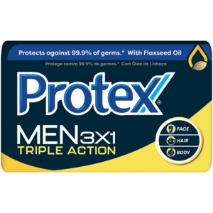 Perfect for men, this triple action bath soap is ideal for full body use. It cleans and protects the skin from 99.9% of bacteria. It cleans your hair while leaving a macho smell and prepares your skin for a smooth shave.