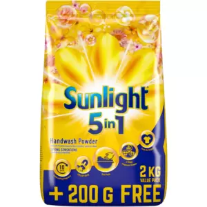Experience thorough cleaning and a refreshing scent with Sunlight Spring Sensations 5-in-1 Handwash Powder. This powder 3-stage fragrance is released for long-lasting freshness and is gentle on clothes, preserving their texture and colour.