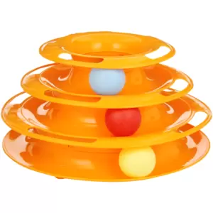 An interactive, multilevel cat toy that your feline companion will love. With its bright colours and spinning balls, this fascinating track tower will keep your cat actively entertained. Single item, available in various colours, which may differ from those pictured.