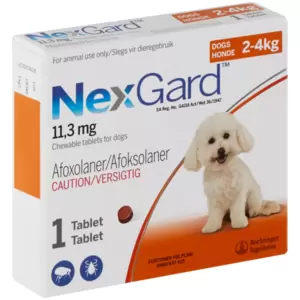 This beef-flavoured tablet makes it simple to protect your dog from fleas and ticks. This product is suitable for dogs and puppies as young as 8 weeks old and provides continuous protection for a full 30 days.