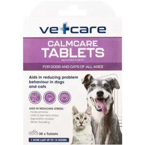 VetCare Calmcare Stress Relief Tablets for Dogs & Cats 30 Pack