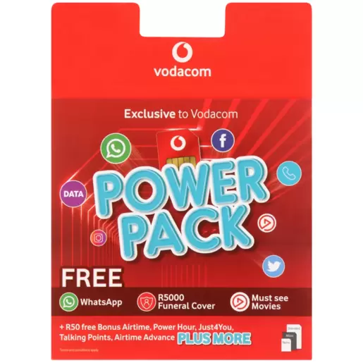 Vodacom Power Pack Prepaid SIM Card Starter Pack