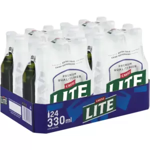 Get ready to enjoy the crisp, refreshing taste of Castle Lite Premium Beer! This pack contains 84 x 24 x 330ml bottles of the perfect light lager, known for its smooth flavor and innovative cold-activated labeling. Ideal for any occasion, Castle Lite delivers a satisfying drinking experience whether you're hosting a party or relaxing with friends. Stock up today and elevate your refreshment game with Castle Lite!