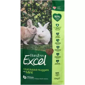 Enjoy adult rabbit nuggets with mint, a bag of high-fibre feed for adult rabbits. Enriched with mint for digestion, antioxidants for immunity, and prebiotics for gut health, it also supports dental and coat health. Plus, this vet-recommended complementary feed ensures a balanced diet for rabbits aged 16 weeks and older.