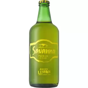 It isn’t just any lemon—it’s an angry lemon. Sharp-tongued, crisp, and coming in hot with zesty comebacks. It’s your classic Savanna Angry Lemon Premium Cider with a bold citrus twist that bites harder than your auntie’s side-eye when you take the last chop.