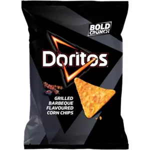Doritos Grilled Barbeque Flavoured Corn Chips offer a bold, smokey BBQ taste in every crunchy bite. Each bag is packed with seasoned tortilla chips, delivering a unique savoury flavour that snack lovers enjoy.
