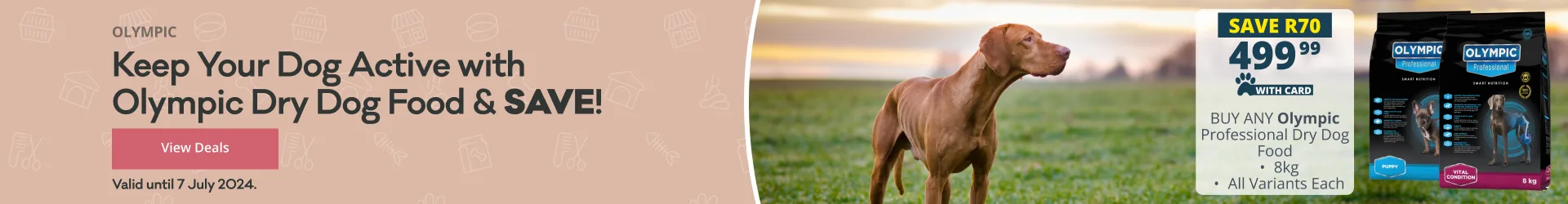 Keep your dog active with Olympic Dry Dog Food and save at Petshop Science. Click to view deals. Valid until 7 July 2024.